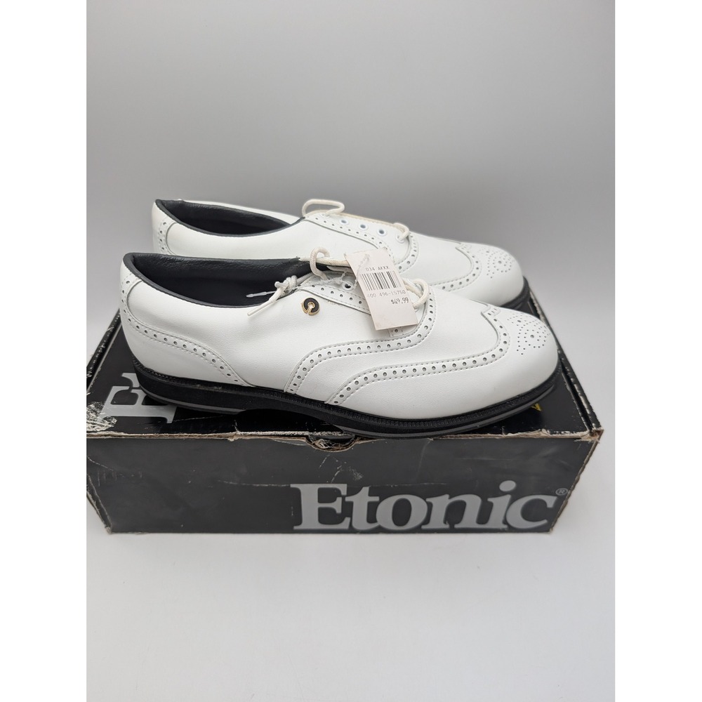 Etonic Golf Shoes Mens 8.5 White Lites 7920 Wingtip Brogue Spiked‎  Athletic